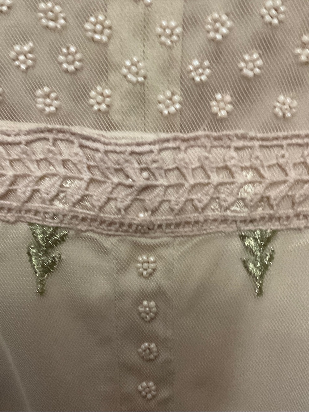 ModCloth Cream Embroidered Mesh Top - Picture 4 of 5